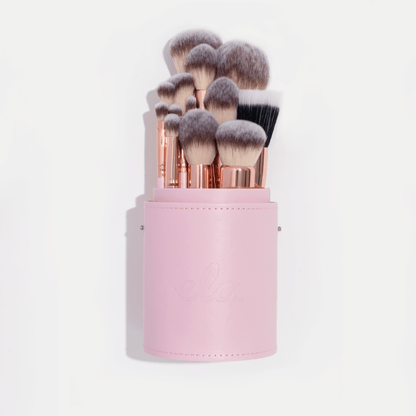 Brush Cup Holder open with Makeup brush set inside