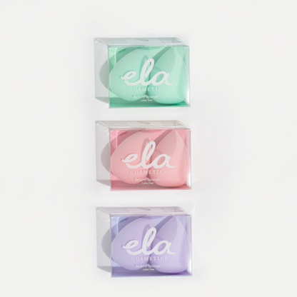 Beauty Sponge Bundle includes 1 pink pack, 1 mint pack and 1 purple pack